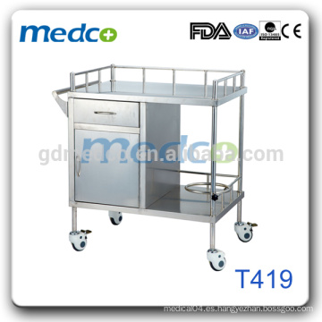 T419 Carro de material médico de acero inoxidable